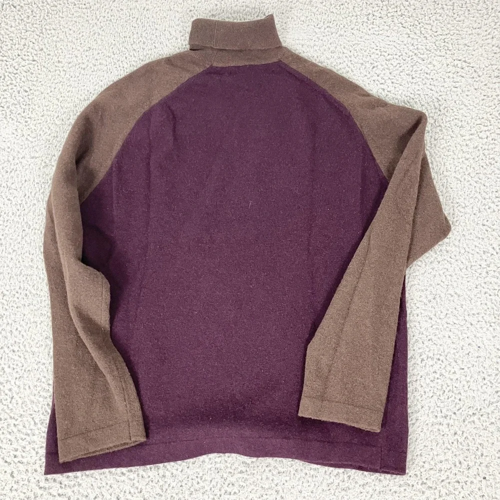 BOSS Hugo Boss Sweater Mens Large Purple Brown Virgin Wool Knit Turtle Neck - Picture 6 of 6